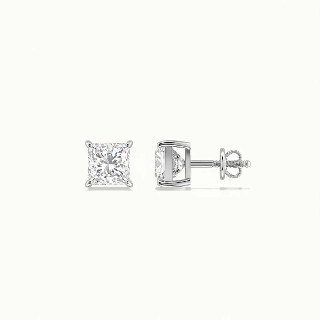 Princess Cut Diamond Studs