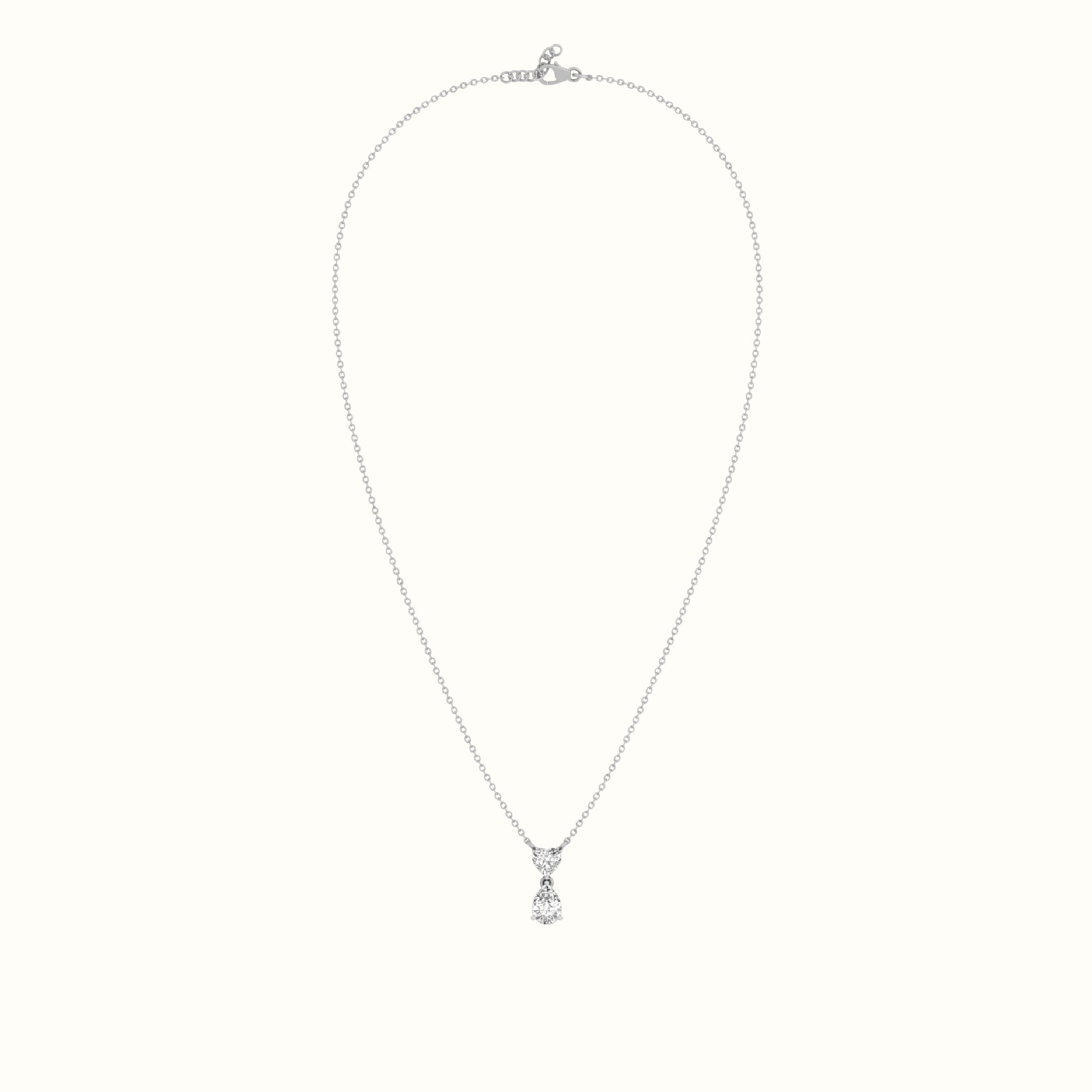 Heart & Pear Solitaire Diamonds Pendant
