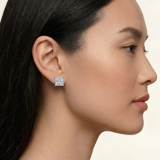 Princess Cut Diamond Studs