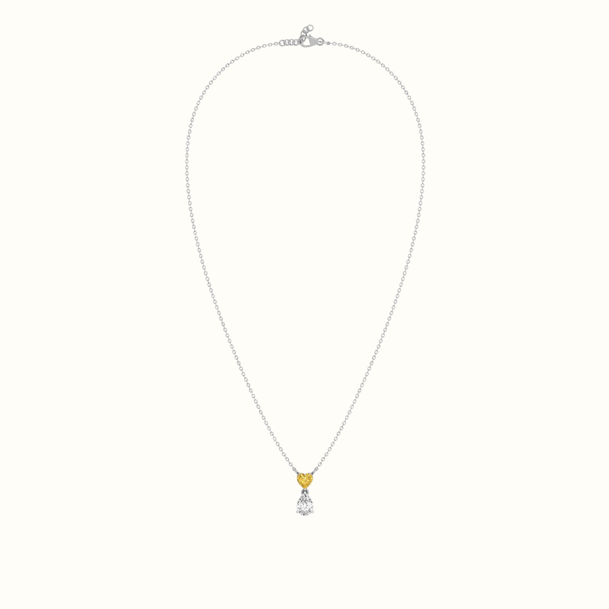 Heart & Pear Solitaire Diamonds Pendant