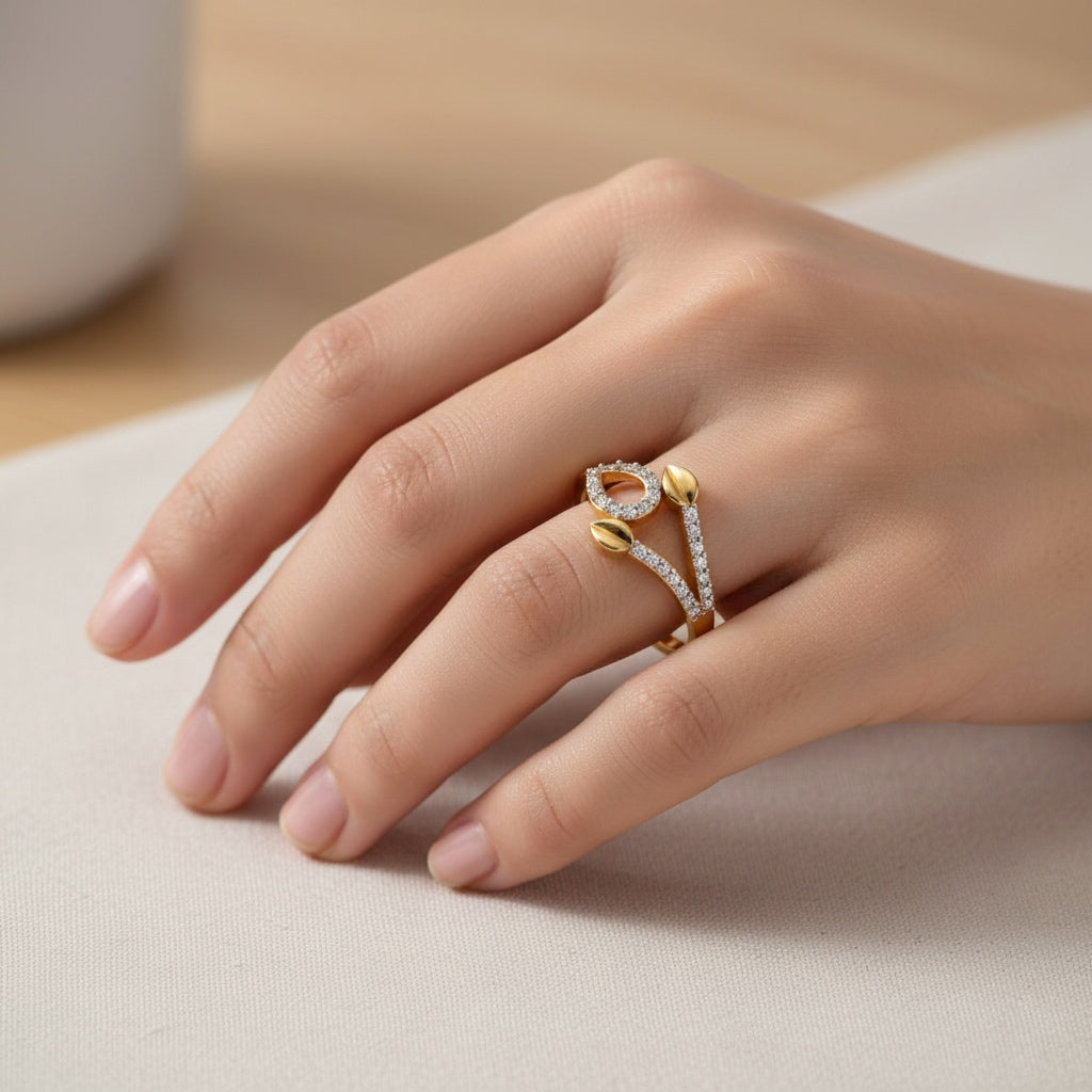 Golden Leaf Embrace Ring