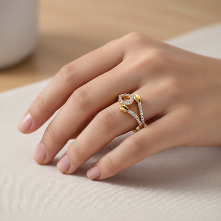 Golden Leaf Embrace Ring
