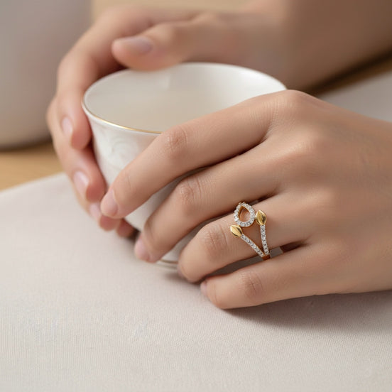 Golden Leaf Embrace Ring
