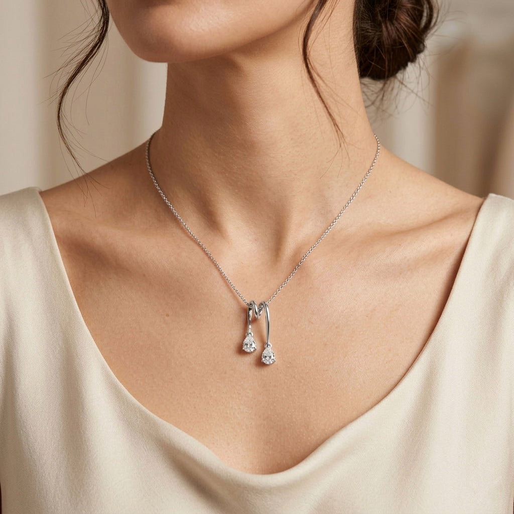 Double Pear-Cut Drop Pendant