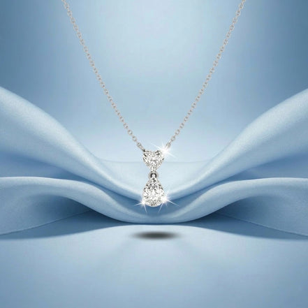 Heart & Pear Solitaire Diamonds Pendant