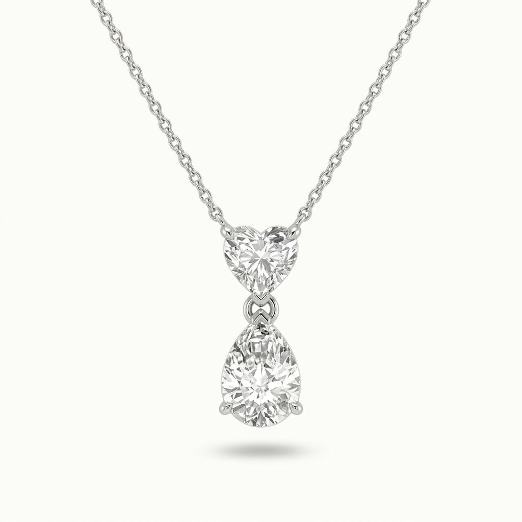 Heart & Pear Solitaire Diamonds Pendant
