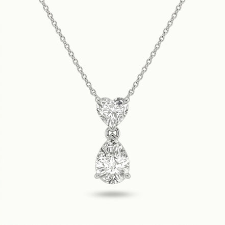 Heart & Pear Solitaire Diamonds Pendant
