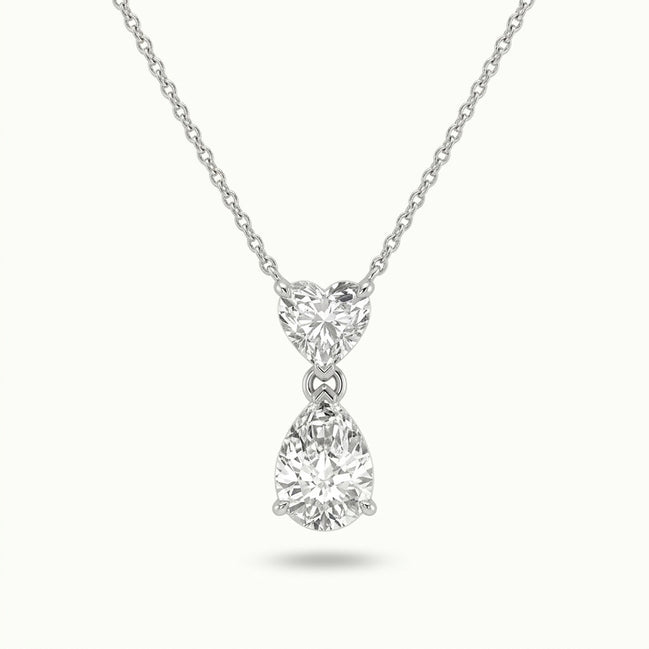 Heart & Pear Solitaire Diamonds Pendant