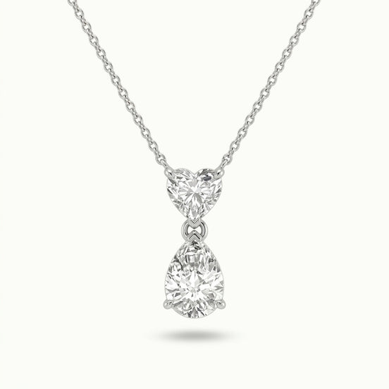 Heart & Pear Solitaire Diamonds Pendant