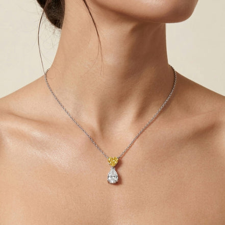 Heart & Pear Solitaire Diamonds Pendant