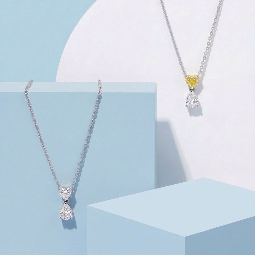 Heart & Pear Solitaire Diamonds Pendant