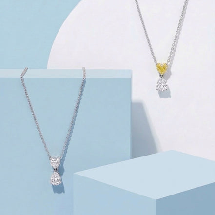 Heart & Pear Solitaire Diamonds Pendant