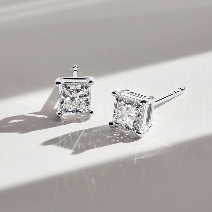 Princess Cut Diamond Studs