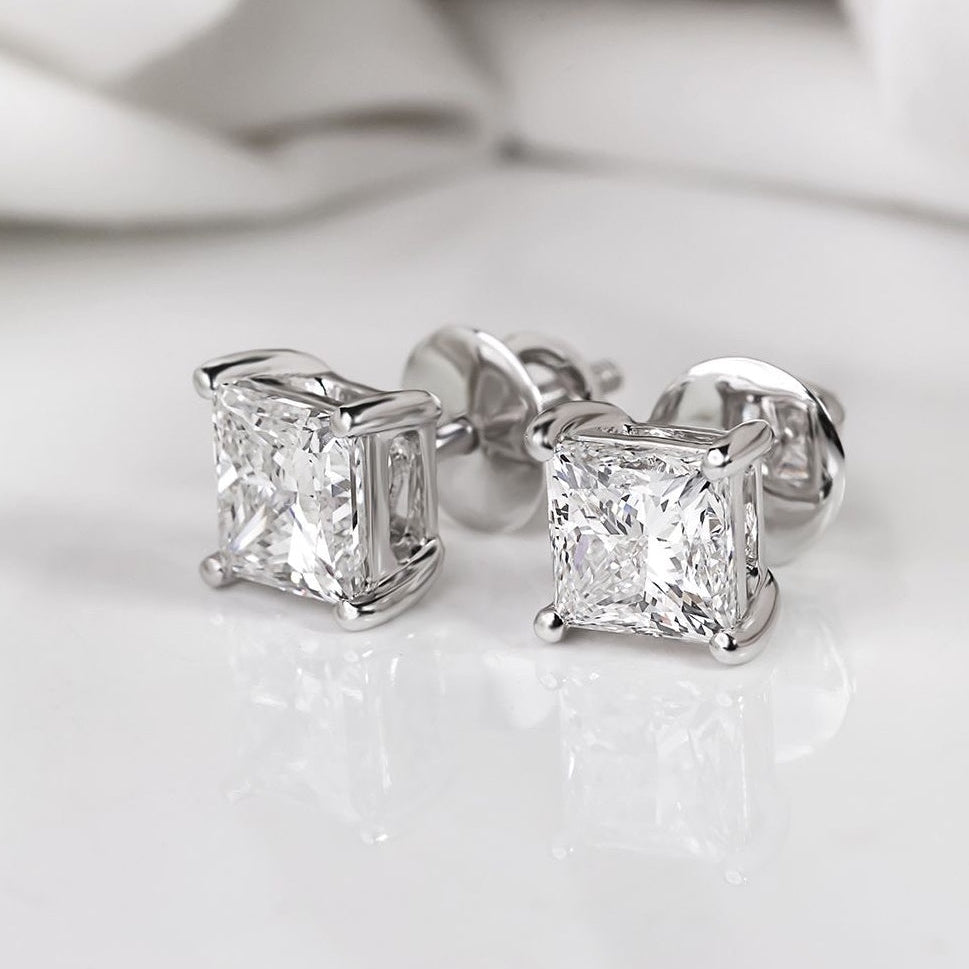 Princess Cut Diamond Studs