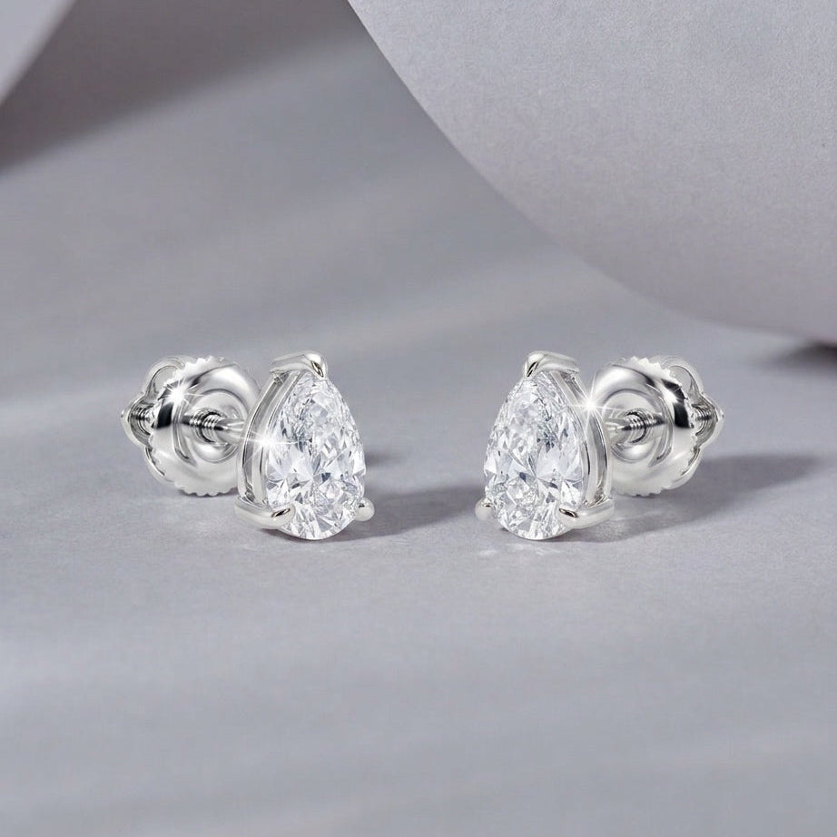 Pear Cut Diamond Studs