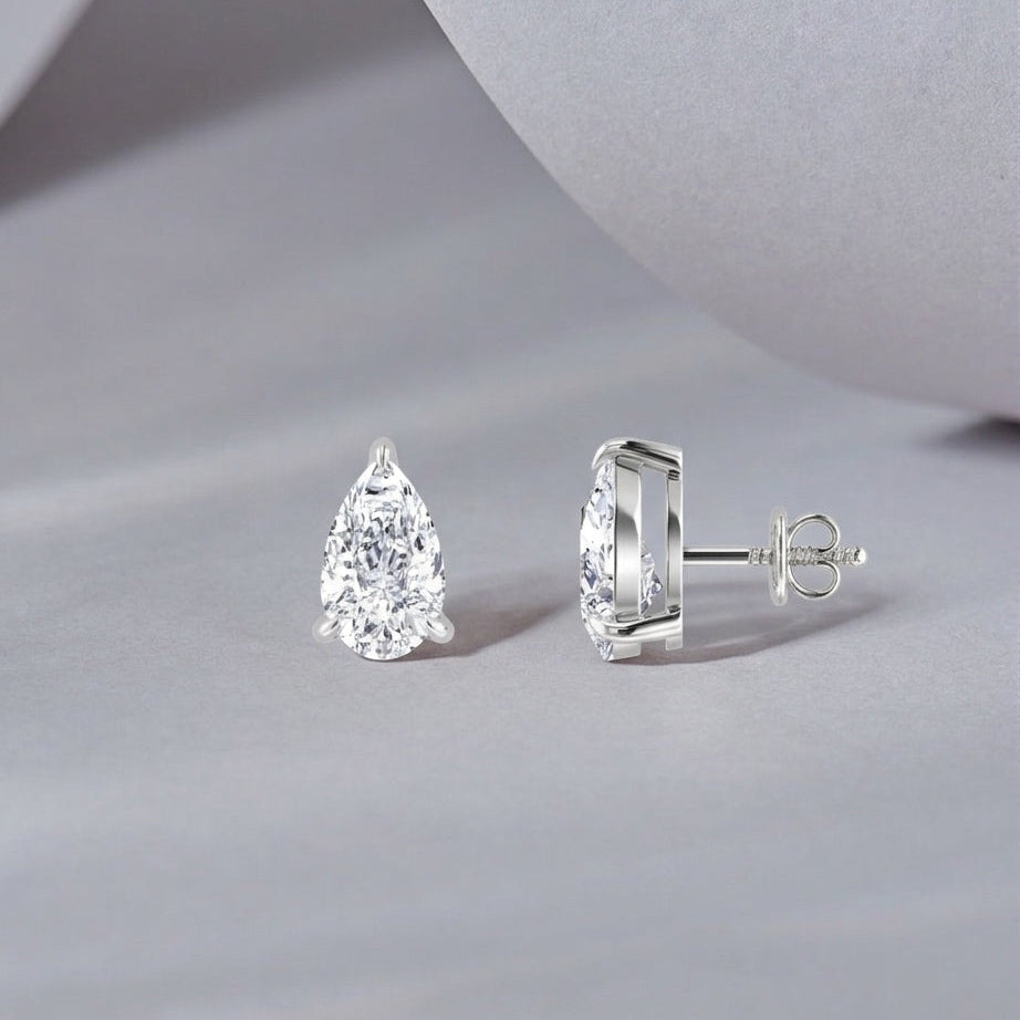 Pear Cut Diamond Studs